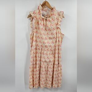 Sara Campbell Cream & Pink Dress Size Large
